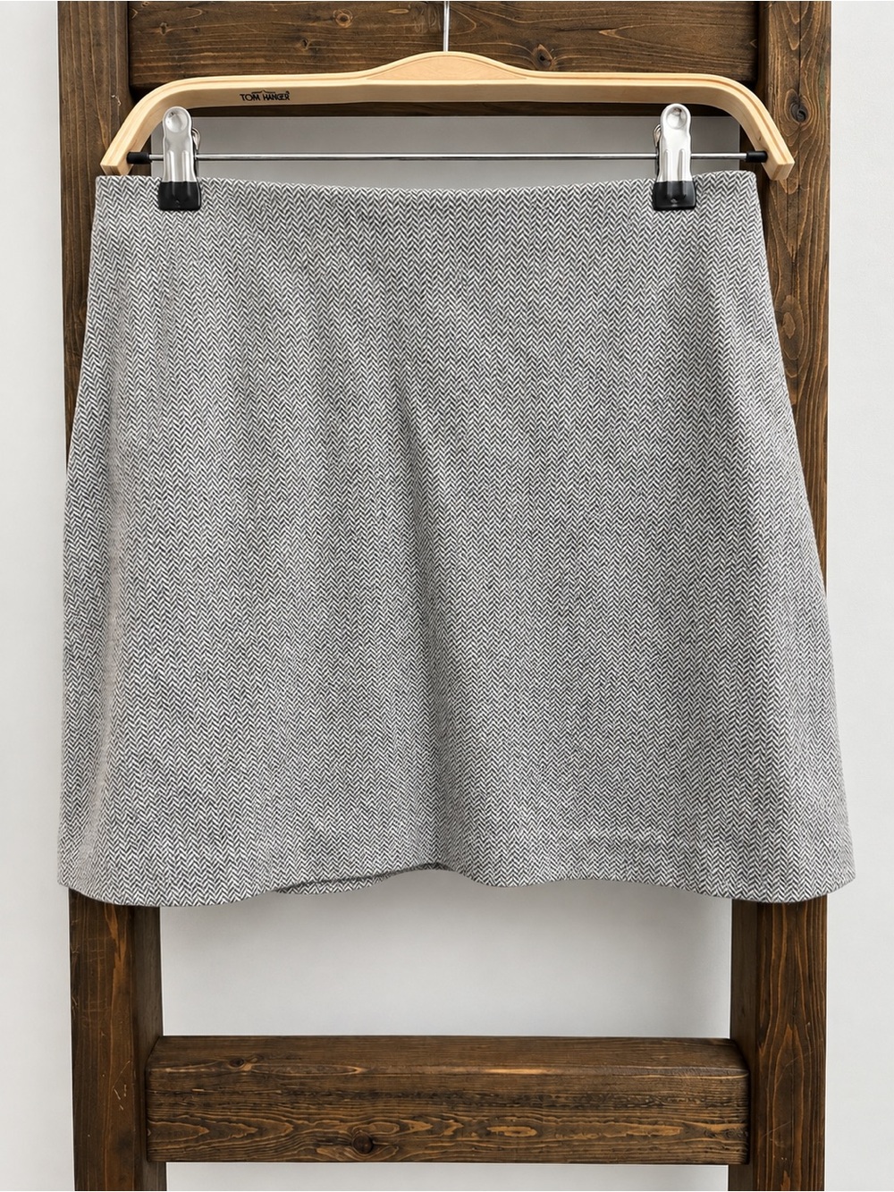 Aritzia Wilfred Herringbone Mini Skirt Grey Wool Cashmere Blend